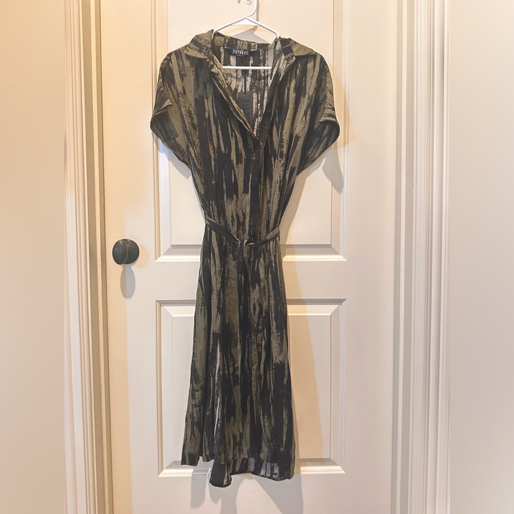 Disturbia Hegemone Tie Waist Midi Shirt Dress